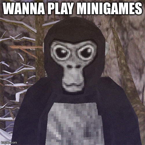 LOL | WANNA PLAY MINIGAMES | image tagged in gorrila,gorrila tag | made w/ Imgflip meme maker