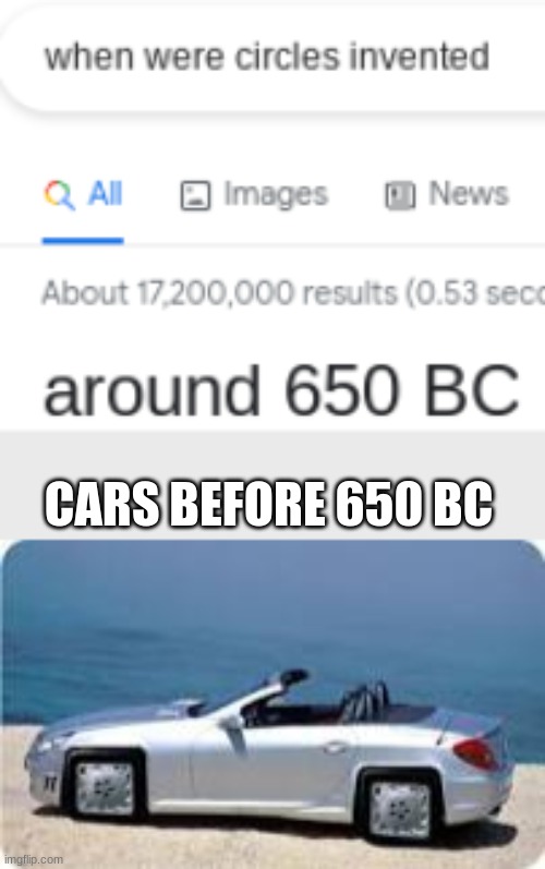 Squair | CARS BEFORE 650 BC | image tagged in memes,when was invented,funny | made w/ Imgflip meme maker