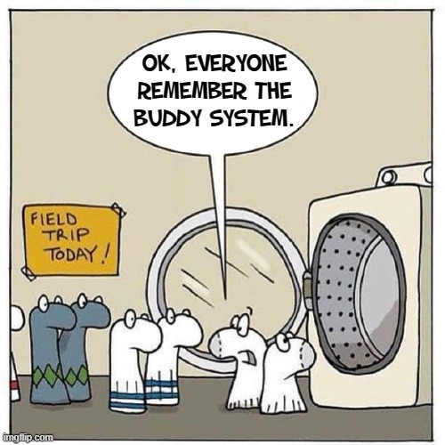 Socks Tunnel of Horror! | OK, EVERYONE
REMEMBER THE
BUDDY SYSTEM. | image tagged in vince vance,amusement park,socks,dryer,memes,lost | made w/ Imgflip meme maker