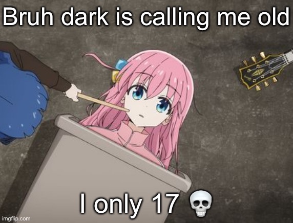 bocchi | Bruh dark is calling me old; I only 17 💀 | image tagged in bocchi | made w/ Imgflip meme maker