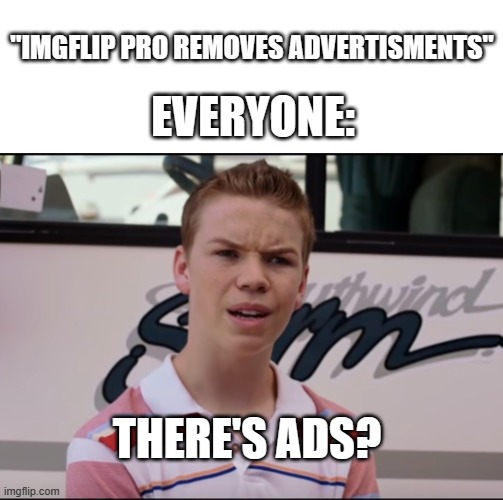 Tbh I NEVER noticed a single advertisement here 0-0 | "IMGFLIP PRO REMOVES ADVERTISMENTS"; EVERYONE:; THERE'S ADS? | image tagged in blank white template,you guys are getting paid | made w/ Imgflip meme maker