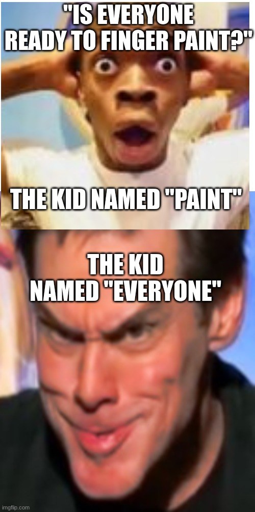 These templates go crazy | "IS EVERYONE READY TO FINGER PAINT?"; THE KID NAMED "PAINT"; THE KID NAMED "EVERYONE" | image tagged in memes,funny,dank memes | made w/ Imgflip meme maker