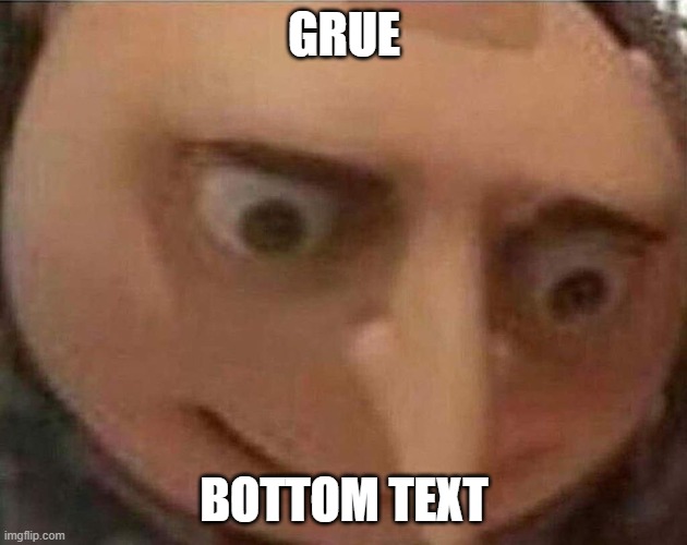 gru meme | GRUE BOTTOM TEXT | image tagged in gru meme | made w/ Imgflip meme maker