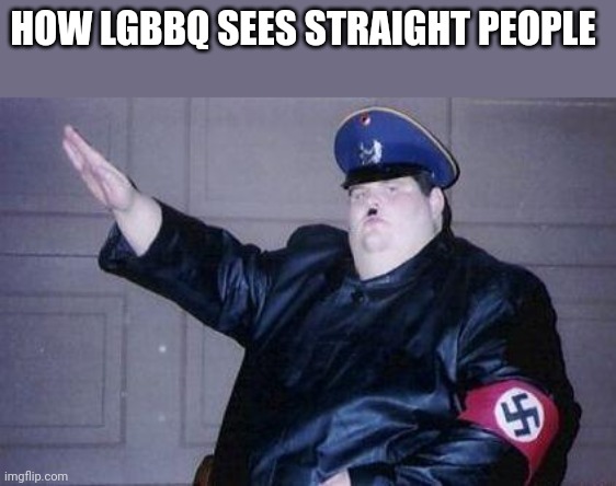 fat nazi | HOW LGBBQ SEES STRAIGHT PEOPLE | image tagged in fat nazi | made w/ Imgflip meme maker