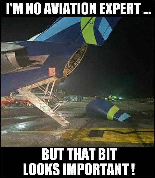 I'm Sure It'll Be Fine ... | I'M NO AVIATION EXPERT ... BUT THAT BIT LOOKS IMPORTANT ! | image tagged in aviation,expert,it'll be fine | made w/ Imgflip meme maker