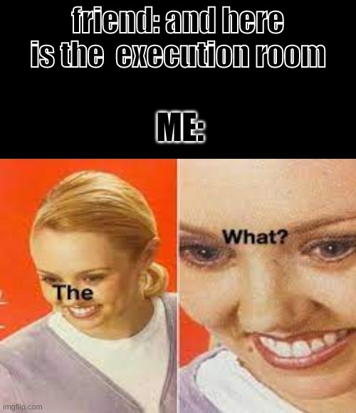 WHAT | friend: and here is the  execution room; ME: | image tagged in the what | made w/ Imgflip meme maker