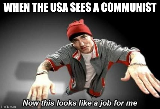 Now this looks like a job for me | WHEN THE USA SEES A COMMUNIST | image tagged in now this looks like a job for me | made w/ Imgflip meme maker