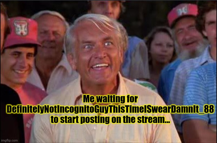 Well we're waiting | Me waiting for DefinitelyNotIncognitoGuyThisTimeISwearDamnIt_88 to start posting on the stream... | image tagged in well we're waiting | made w/ Imgflip meme maker