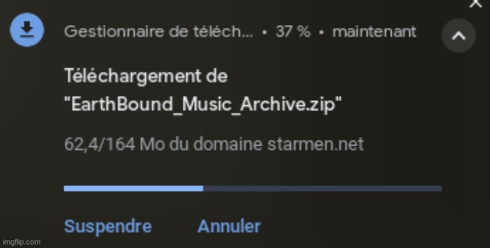 Currently downloading a ZIP file with the entire EarthBound soundtrack | made w/ Imgflip meme maker