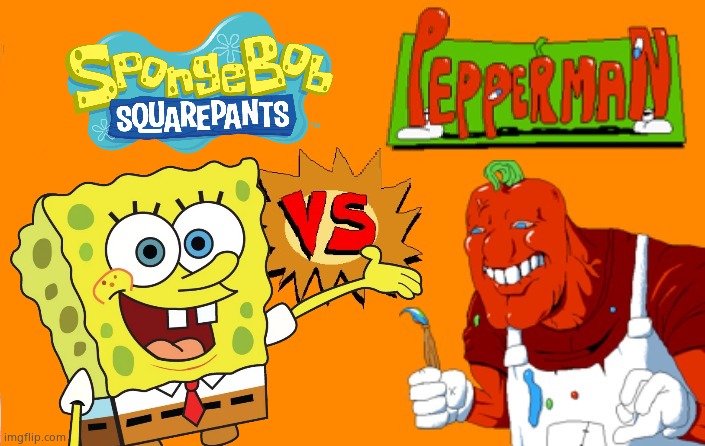 spongebob vs pepperman | image tagged in spongebob | made w/ Imgflip meme maker