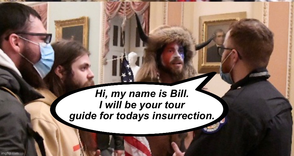 Guided insurrections. | Hi, my name is Bill. I will be your tour guide for todays insurrection. | image tagged in politics lol,memes | made w/ Imgflip meme maker
