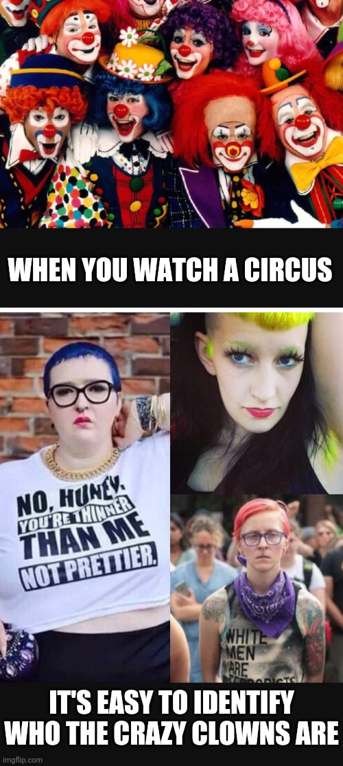 Clown World Chaos in USA | WHEN YOU WATCH A CIRCUS; IT'S EASY TO IDENTIFY
WHO THE CRAZY CLOWNS ARE | image tagged in leftists,liberals,socialism,democrats,marxism,biden | made w/ Imgflip meme maker