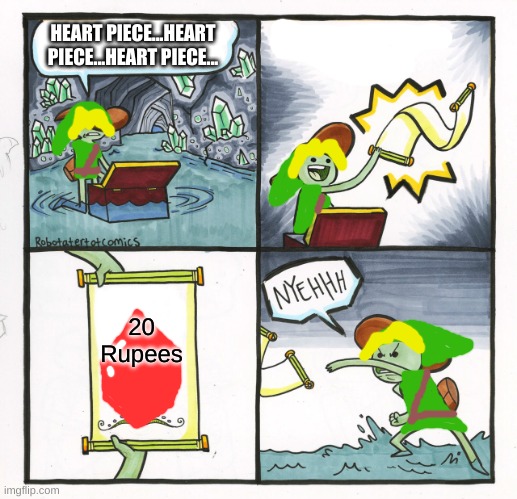 20 F***** RUPEES | HEART PIECE...HEART PIECE...HEART PIECE... 20 Rupees | image tagged in memes,the scroll of truth | made w/ Imgflip meme maker
