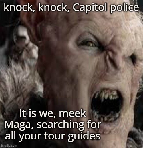 knock, knock, Capitol police It is we, meek Maga, searching for all your tour guides | made w/ Imgflip meme maker