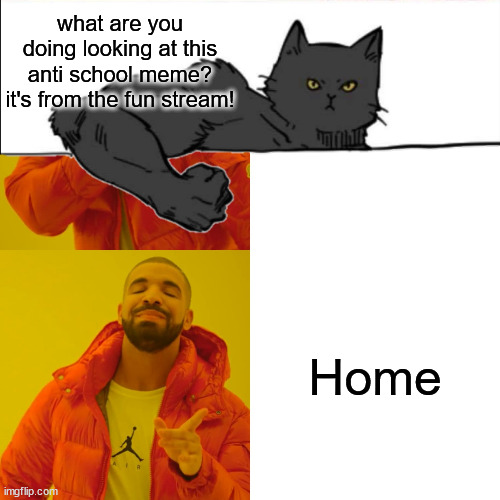 Drake Hotline Bling | what are you doing looking at this anti school meme? it's from the fun stream! Home | image tagged in memes,drake hotline bling | made w/ Imgflip meme maker