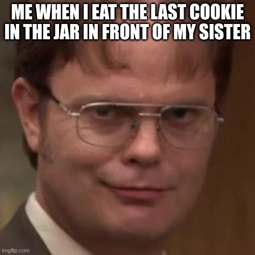 The office | ME WHEN I EAT THE LAST COOKIE IN THE JAR IN FRONT OF MY SISTER | made w/ Imgflip meme maker