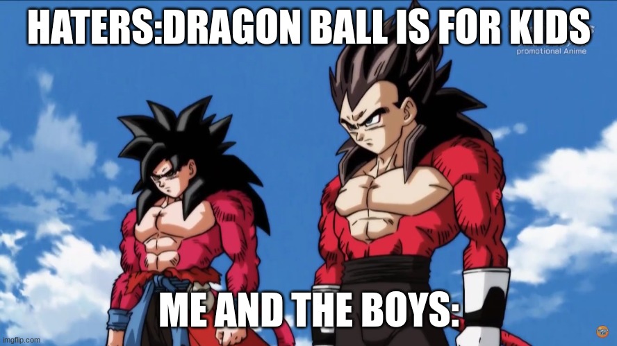 who said that..? | HATERS:DRAGON BALL IS FOR KIDS; ME AND THE BOYS: | image tagged in dragon ball heroes wedgie story 2 | made w/ Imgflip meme maker