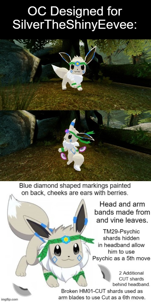 Silver The Shiny Eevee | OC Designed for SilverTheShinyEevee: | image tagged in eevee,ocs,art | made w/ Imgflip meme maker