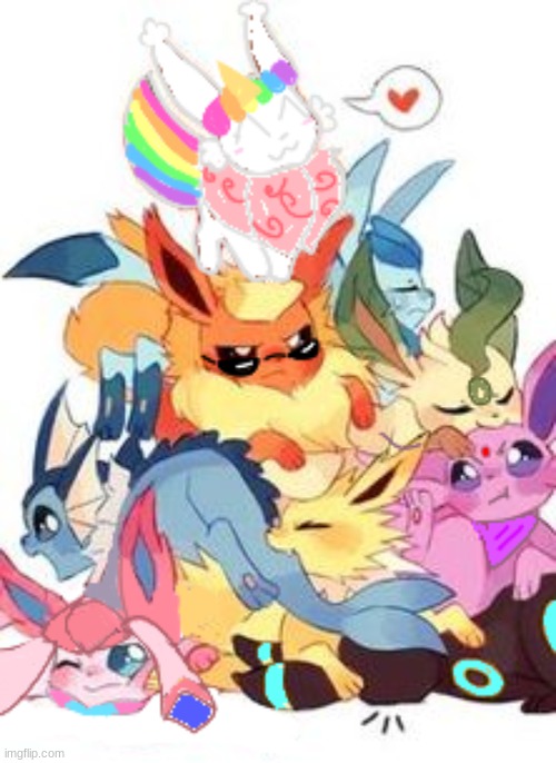 hehe | image tagged in eeveelution squad | made w/ Imgflip meme maker