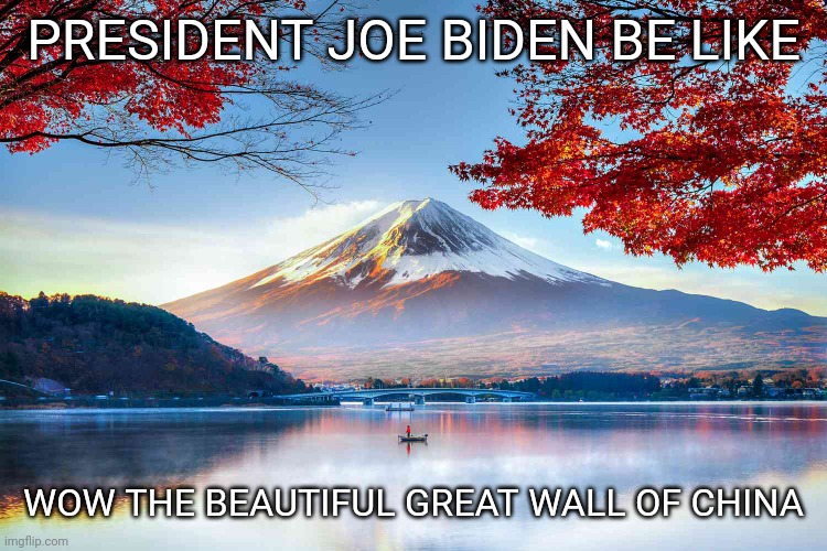 Joe Biden | PRESIDENT JOE BIDEN BE LIKE; WOW THE BEAUTIFUL GREAT WALL OF CHINA | image tagged in joe biden | made w/ Imgflip meme maker