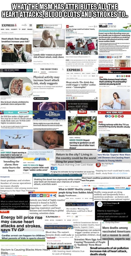 Get ready for the planet neptune to be added to the list one day! Running low on things left on earth.. | WHAT THE MSM HAS ATTRIBUTES ALL THE HEART ATTACKS, BLOOD CLOTS AND STROKES TO.. | image tagged in liberals | made w/ Imgflip meme maker
