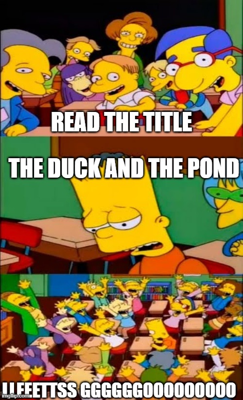 say the line bart! simpsons | READ THE TITLE; THE DUCK AND THE POND; LLEEETTSS GGGGGGOOOOOOOOO | image tagged in lets go | made w/ Imgflip meme maker