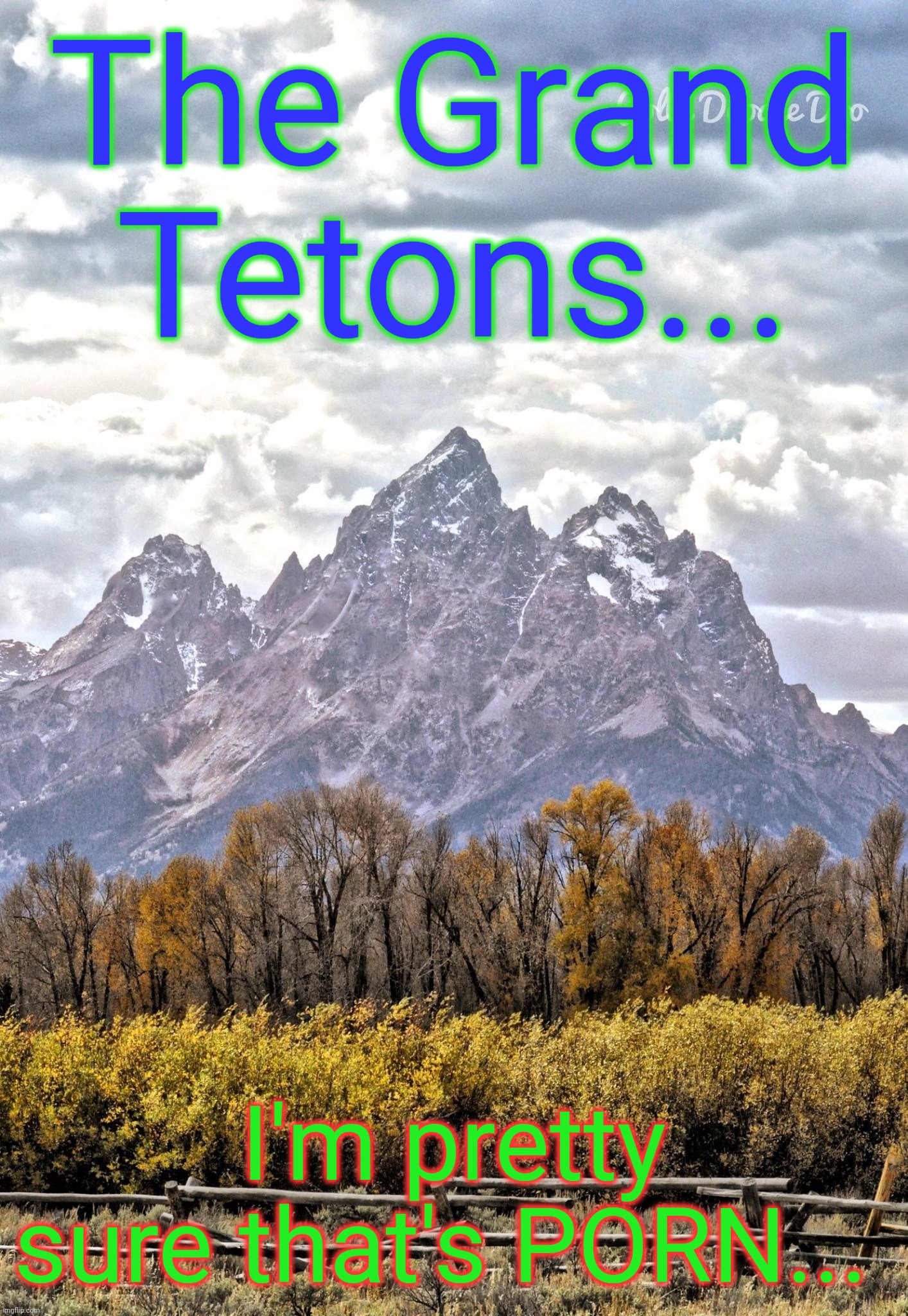 Grand Tetons | The Grand Tetons... I'm pretty sure that's PORN... | image tagged in grand tetons | made w/ Imgflip meme maker