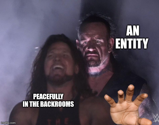 entities | AN ENTITY; PEACEFULLY IN THE BACKROOMS | image tagged in undertaker | made w/ Imgflip meme maker