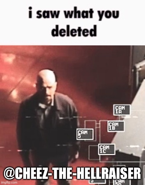 i saw what you deleted | @CHEEZ-THE-HELLRAISER | image tagged in i saw what you deleted | made w/ Imgflip meme maker