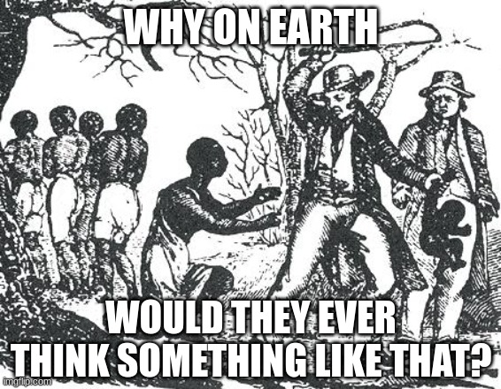 O'Reilly slavery | WHY ON EARTH WOULD THEY EVER THINK SOMETHING LIKE THAT? | image tagged in o'reilly slavery | made w/ Imgflip meme maker