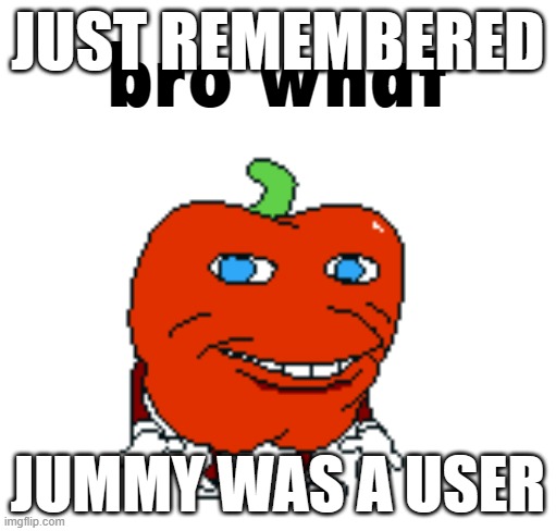 Pepperman Bro What | JUST REMEMBERED; JUMMY WAS A USER | made w/ Imgflip meme maker