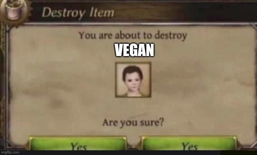 You're about to destroy child | VEGAN | image tagged in you're about to destroy child | made w/ Imgflip meme maker