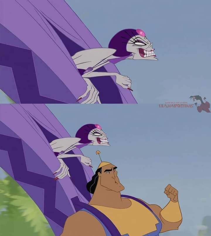 High Quality Yzma with Running Kronk Blank Meme Template