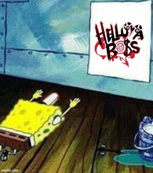spongebob worships helluva boss | image tagged in spongebob worship,helluva boss | made w/ Imgflip meme maker