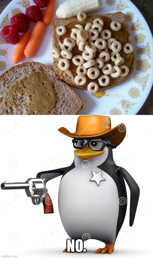 NO. | image tagged in delet this penguin,gross,food,memes | made w/ Imgflip meme maker