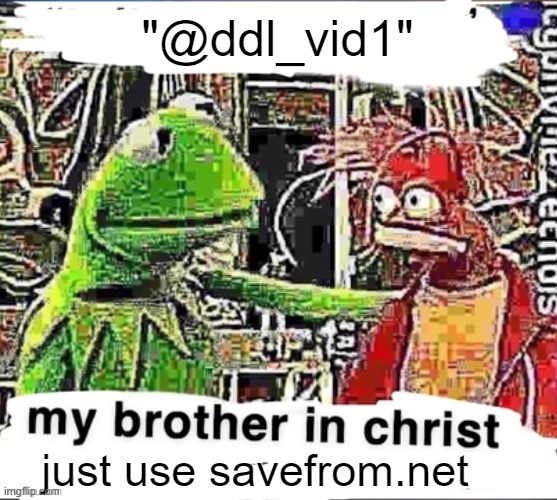 literally twitter | "@ddl_vid1"; just use savefrom.net | image tagged in my brother in christ | made w/ Imgflip meme maker