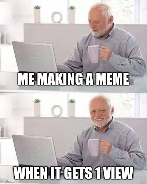 LOL | ME MAKING A MEME; WHEN IT GETS 1 VIEW | image tagged in memes,hide the pain harold | made w/ Imgflip meme maker