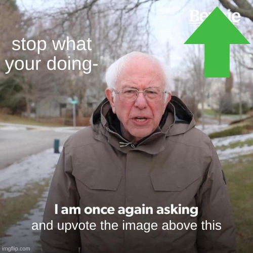 i got really bored | stop what your doing-; and upvote the image above this | image tagged in memes,bernie i am once again asking for your support | made w/ Imgflip meme maker
