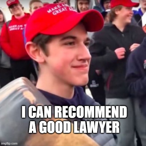 Nicholas Sandmann | I CAN RECOMMEND A GOOD LAWYER | image tagged in nicholas sandmann | made w/ Imgflip meme maker