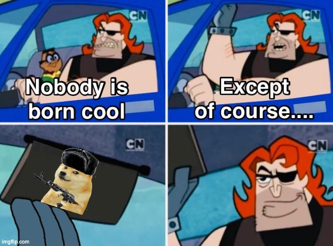 Nobody is born cool | image tagged in nobody is born cool | made w/ Imgflip meme maker
