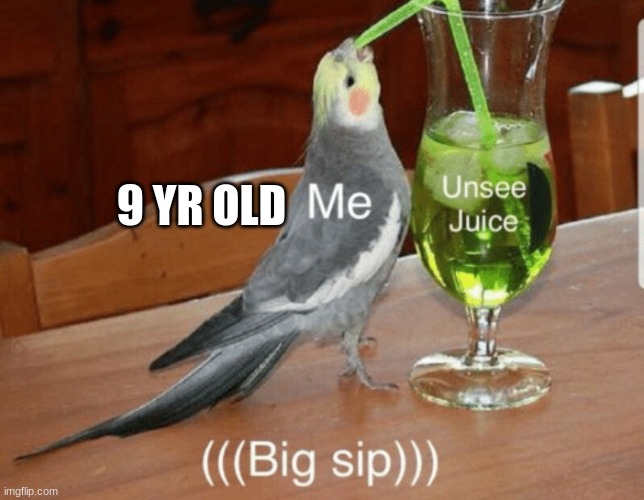 Unsee juice | 9 YR OLD | image tagged in unsee juice | made w/ Imgflip meme maker