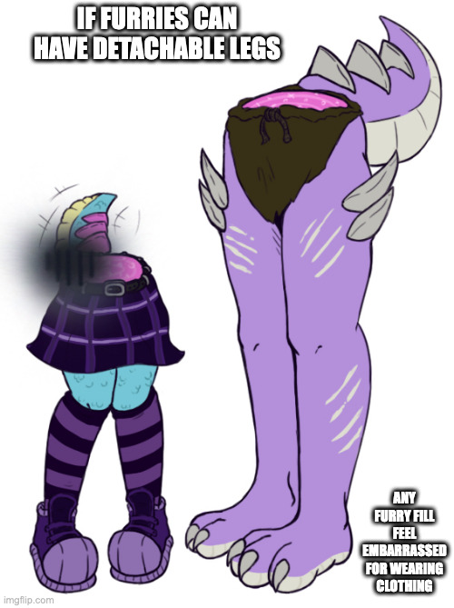 Furry Legs Meetup (Credit to furrerz_ddrgbnj on Deviantart) | IF FURRIES CAN HAVE DETACHABLE LEGS; ANY FURRY FILL FEEL EMBARRASSED FOR WEARING CLOTHING | image tagged in furry,memes | made w/ Imgflip meme maker