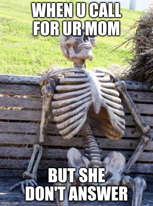 Waiting Skeleton | WHEN U CALL FOR UR MOM; BUT SHE DON'T ANSWER | image tagged in memes,waiting skeleton | made w/ Imgflip meme maker