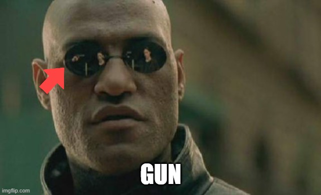 Matrix Morpheus | GUN | image tagged in memes,matrix morpheus | made w/ Imgflip meme maker