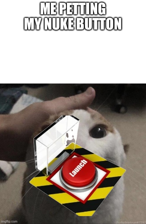 me petting my cat | ME PETTING MY NUKE BUTTON | image tagged in me petting my cat | made w/ Imgflip meme maker