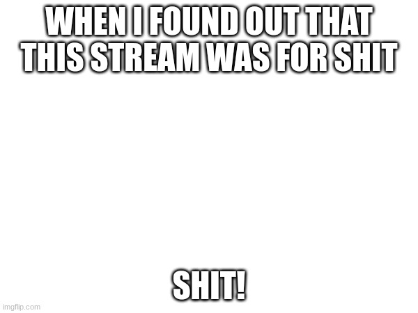 WHEN I FOUND OUT THAT THIS STREAM WAS FOR SHIT; SHIT! | made w/ Imgflip meme maker