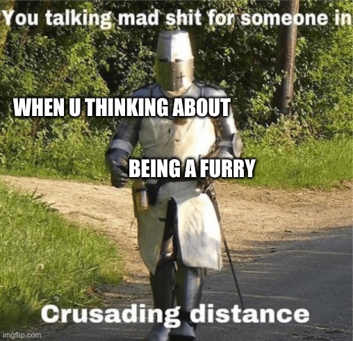 When’s our next attack on the furries | WHEN U THINKING ABOUT; BEING A FURRY | image tagged in you talking mad shit for someone in crusading distance | made w/ Imgflip meme maker