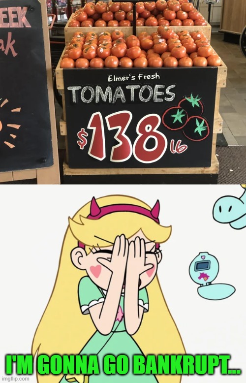 $138/lb?! What a bargain! | I'M GONNA GO BANKRUPT... | image tagged in star butterfly severe facepalm,you had one job,star vs the forces of evil,memes,funny | made w/ Imgflip meme maker