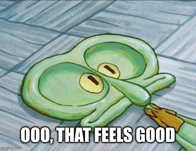 Flat face squidward | OOO, THAT FEELS GOOD | image tagged in flat face squidward | made w/ Imgflip meme maker