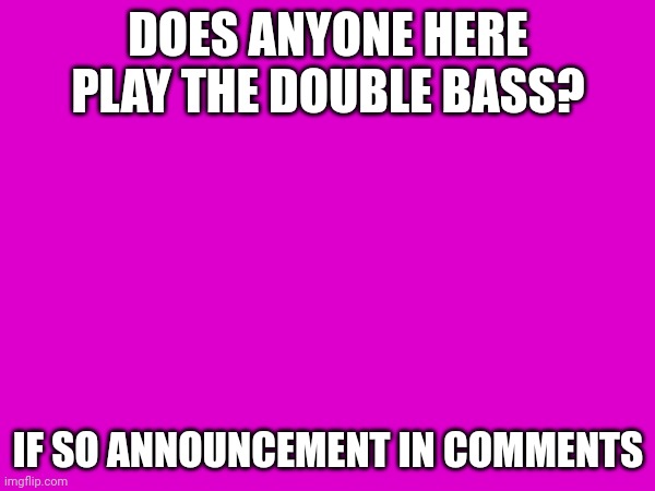 DOES ANYONE HERE PLAY THE DOUBLE BASS? IF SO ANNOUNCEMENT IN COMMENTS | made w/ Imgflip meme maker